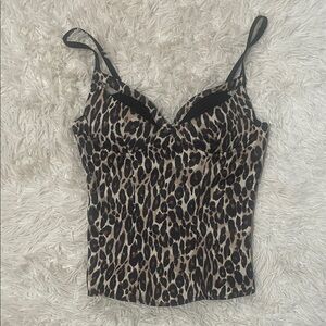 Leopard Print ribbed corset top